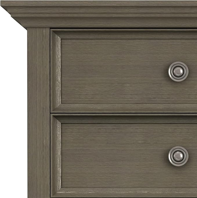 SIMPLIHOME Amherst SOLID WOOD 24 Inch Wide Traditional Bedside Nightstand Table in Farmhouse Grey, For the Living Room and Bedroom