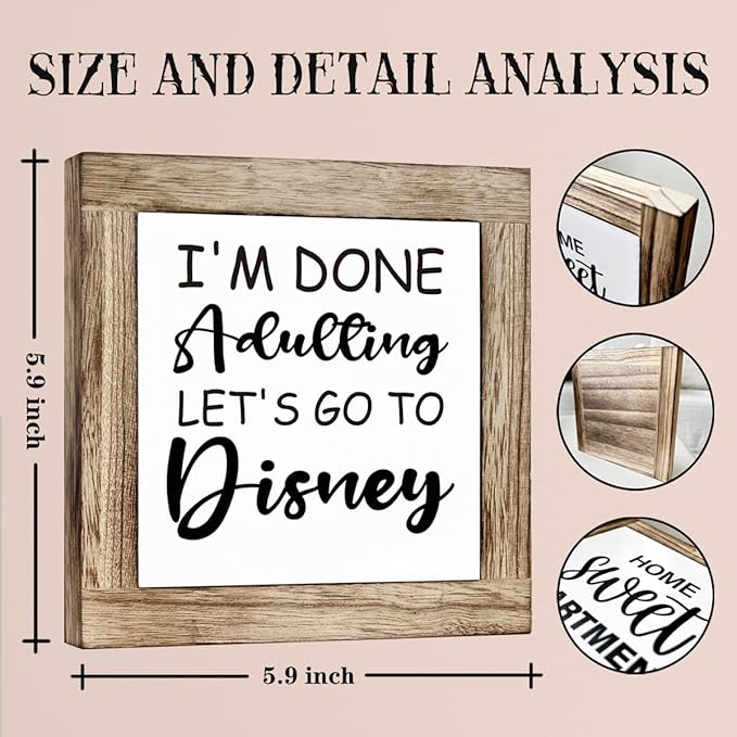 Farmhouse Wood Sign, I'm Done Adulting Sign, Wooden Box Sign Plaque, Freestanding Block Sign, Home Office Decor, Funny Unique Birthday Party Decor, Adult Birthday Gift, Graduation Gift