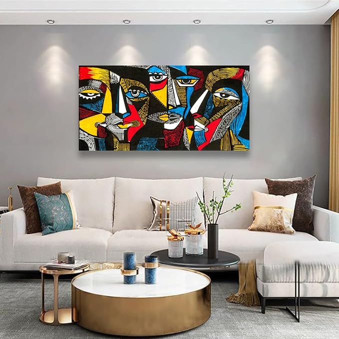 Abstract Human Face Canvas Wall Art for Living room Office Bedroom Special Wall Art Print Paintings Black and white portrait Pictures Boho Wall Decor Artwork Waterproof Ready to Hang - 20in * 40inch