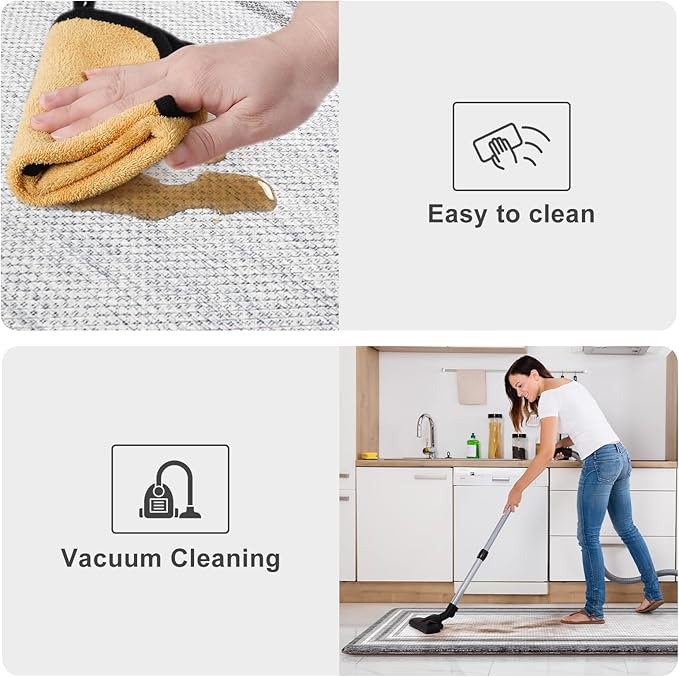 KIMODE Anti Fatigue Kitchen Mats for Floor 2 Piece, Cushioned Farmhouse Kitchen Rugs, Non Slip Kitchen Floor Mats, Comfort Foam Standing Desk Mats for Laundry Office Sink Grey 20"x71"+20"x32"