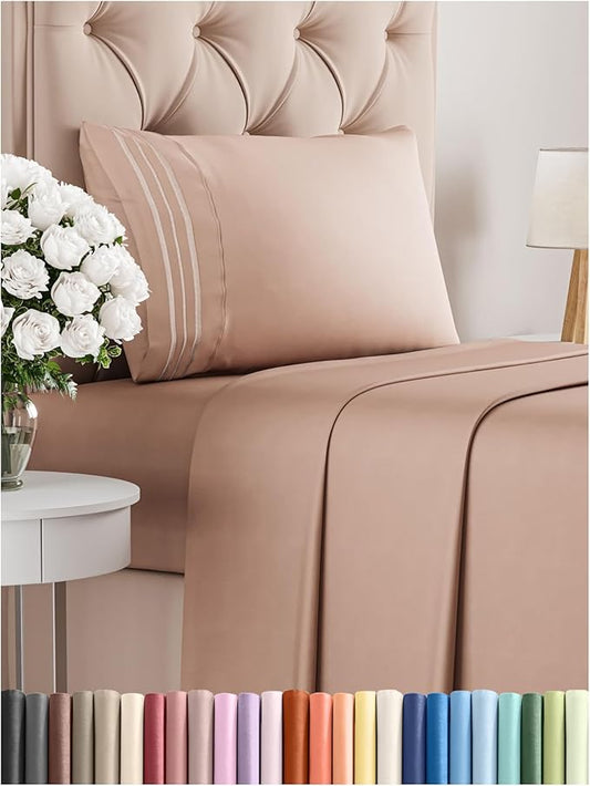 Twin Size 3 Piece Sheet Set - Comfy Breathable & Cooling Bed Sheets Set - Hotel Luxury Bedding for Women, Men, Kids, Teens, Boys & Girls - Deep Pockets, Ultra-Soft and Wrinkle Free - Oeko-Tex - Mauve