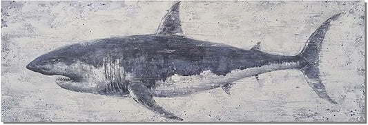NdcSkyArt Vintage Shark Canvas Wall Art: Nautical Decor for Coastal Home & Office