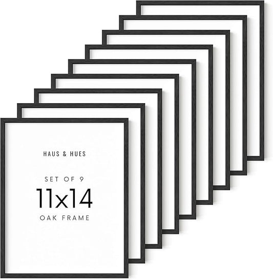 HAUS AND HUES Standalone Black Oak Frames Set of 9-11x14