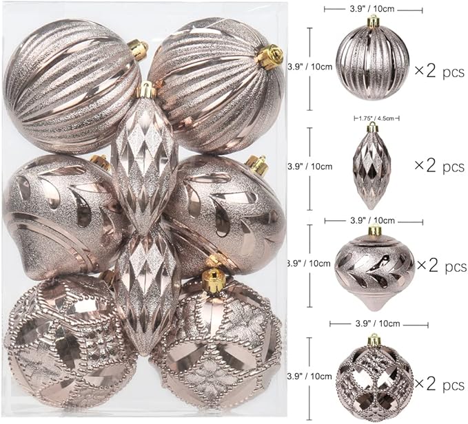 8PCS 4" Christmas Ball Ornaments Shatterproof Brown Christmas Tree Decorations Xmas Tree Balls Halloween Ornaments Décor