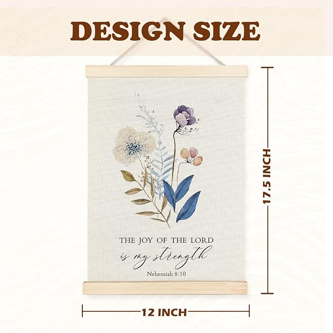 Supwhd Christian Wall Decor, the Joy of the Lord is My Strength Bible Verses Wall Decor, Scripture Wall Art for Bedroom Living Room Office 12x16