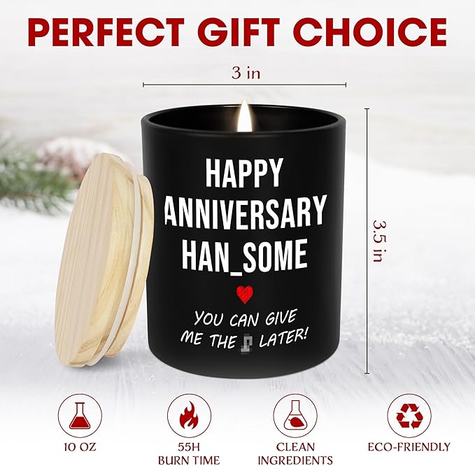 Funny Gifts for Him - Long Lasting Vanilla Lavender Scented Candle 10oz - 1 Year 10 Year 30th 50th Anniversary Wedding Gifts for Men Husband Him Boyfriend from Her Girlfriend Wife