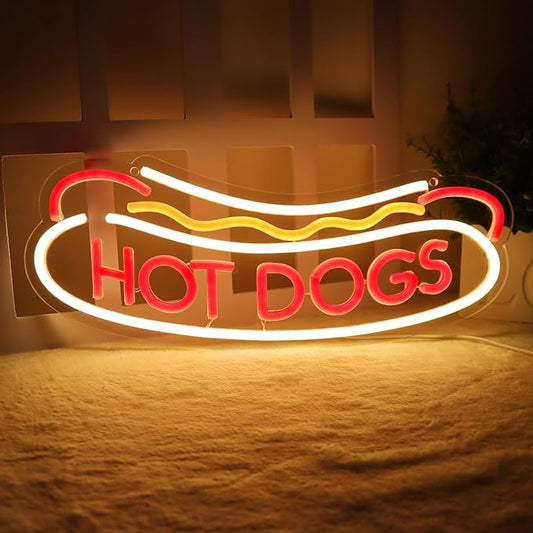 Balanar HOT DOGS Neon Signs for Wall Decor Neon Lights for HOT DOGS Shop Led Business Signs Suitable for Fast Food shops Christmas Birthday Party Gift Led Art Wall Hanging Decorative Lights