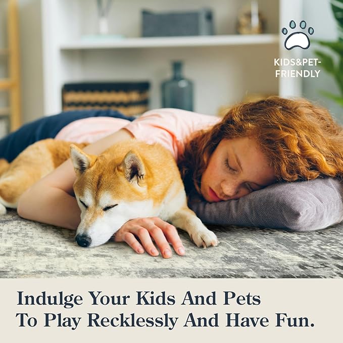 Lahome Modern Abstract Round Rug - 4Ft Grey Small Bathroom Rug Indoor 4x4 Circle Rugs Washable Kitchen Mat, Non Slip Contemporary Bedroom Carpet for Living Dining Room Office Nursery