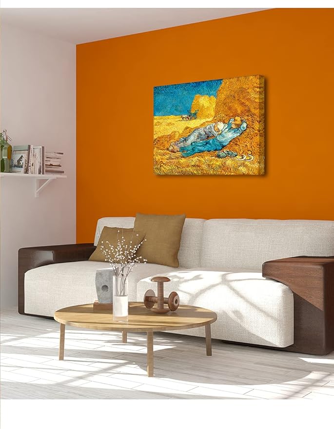 DECORARTS - Noon: Rest from Work, Vincent Van Gogh Art Reproduction. Giclee Canvas Prints Wall Art for Home Decor 30x24