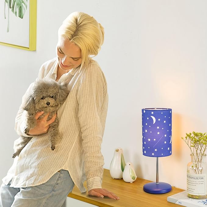 Lampwell Alee Modern Set of 2 Small Table Lamps for Living Room and Bedroom,4.33H12.21IN,Blue Moon Table Lamps, Bulb Excluded