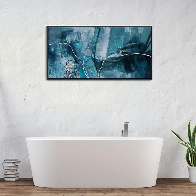 YDYSUNE Abstract Wall Art - Teal Canvas Wall Decor,Fan Art Large Picture for Living Room Bedroom Framed Painting Artwork Decoration Size 20x40Inches