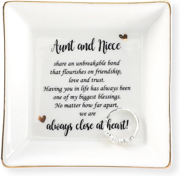 HOME SMILE Ceramic Ring Dish Jewelry Tray for Mom Sister Friends