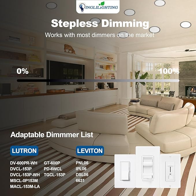 DLLT LED Recessed Ceiling Lights: Black 12 Pack 8 Inch 5CCT Ultra-Thin Lighting with Junction Box for Bedroom - 1800LM Brightness 18W Eqv 170W Dimmable Canless Wafer Downlight with ETL&FCC