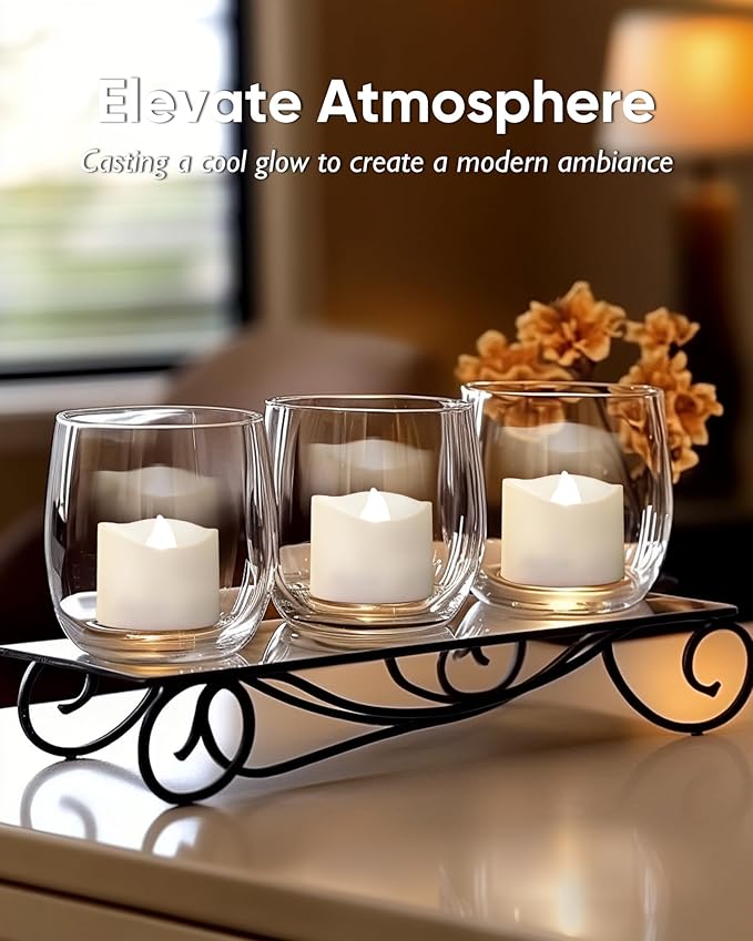 Homemory Cool White Flameless LED Tea Lights Candles, 200+Hour Battery Operated Fake Electric Votive TeaLights for Christmas, DIY Mood Lighting, Party, Holiday, Funeral, Home Decor, 12-Pack