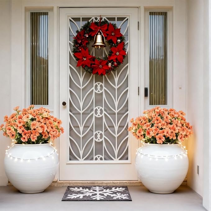 Artificial Flowers UV Resistant Outdoor,12 Bundles Faux Plants for Fall Thanksgiving Christmas Patio Porch Decor, No Fade Window Box Fake Greenery for Home Wedding Walkway Decoration