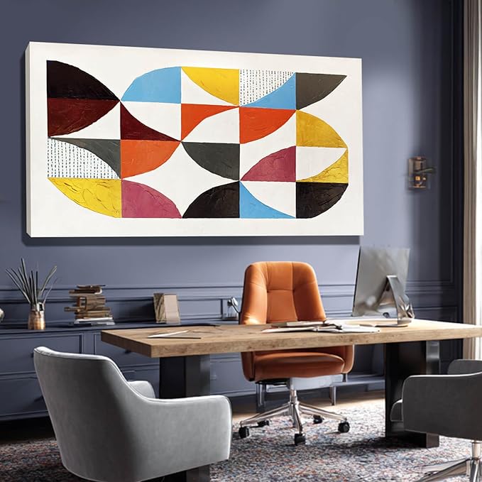 Gold Wall Art White Wall Decor Blue Poster Picture Colorful Canvas Pictures Geometric Pink Artwork Large Arts for Living Room Bedroom Home Office 24"x48"