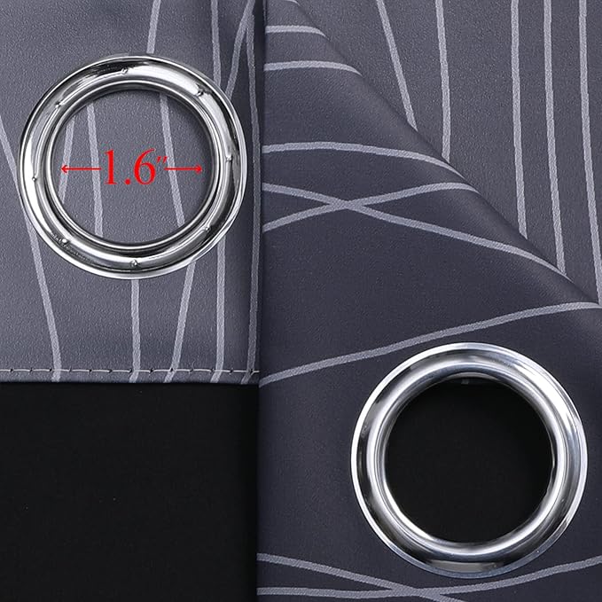 Estelar Textiler Black and Greyish White Blackout Curtains 54 Inch Length, Light Blocking Gradient Grommet Drapes for Kitchen, Thermal Insulated Ombre Curtains for Bathroom,42Wx54L,2 Panels
