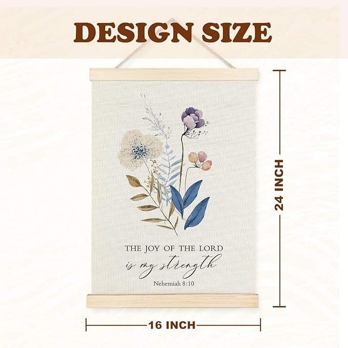 Supwhd Christian Wall Decor, the Joy of the Lord is My Strength Bible Verses Wall Decor, Scripture Wall Art for Bedroom Living Room Office 16x24