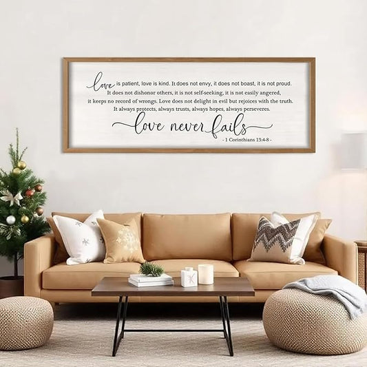 Love Is Patient Love Is Kind Wall Decor Art 32×12 Inch (Wood)