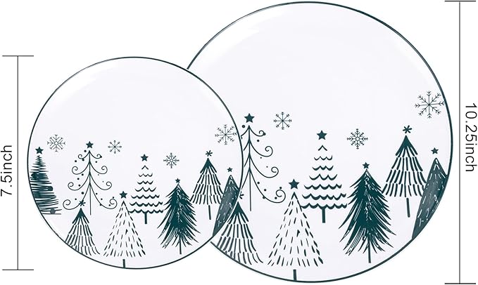 FLOWERCAT 100PCS Christmas Plates & Christmas Tree Plates - Heavy Duty Christmas Plastic Plates Disposable for Party - Include 50PCS 10.25inch Christmas Dinner Plates - 50PCS 7.5inch Dessert Plates