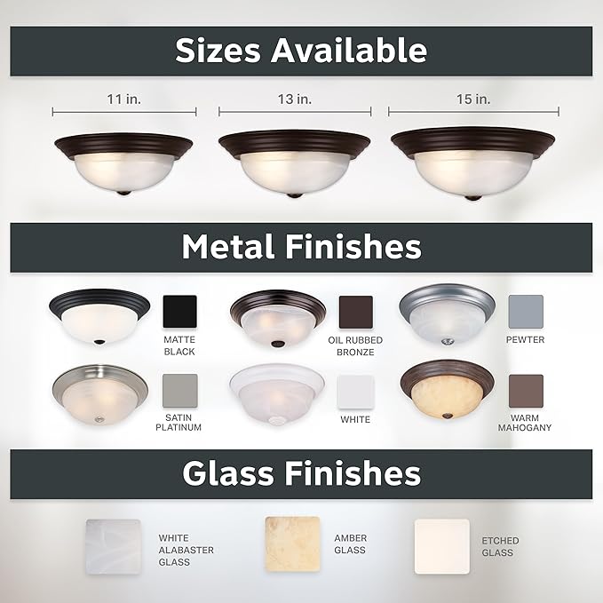 DESIGNERS FOUNTAIN Reedley 3-Lights Flush Mount Ceiling Light, 15 Inch Lighting Fixture for Kitchen, Bedroom, Bathroom, and Hallway, White Alabaster Glass, Oil Rubbed Bronze, 1257L-ORB-AL