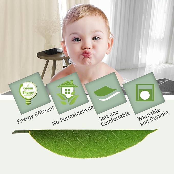 H.VERSAILTEX 100% Blackout Curtain for Bedroom 96 Inches Long Grommet Linen Face Full Light Blocking Curtain Drape for Living Room Thermal Insulated Linen Look Curtain 1 Panel, Bleached Sand