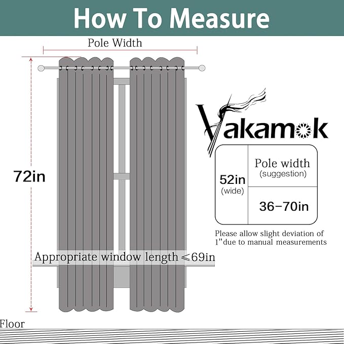 Yakamok 100% Blackout Curtains with Black Liners, Thermal Insulated Full Blackout 2-Layer Lined Drapes Room Darkening Curtain Panel for Bedroom(Navy Blue, 2 Panels, W52 x L72)