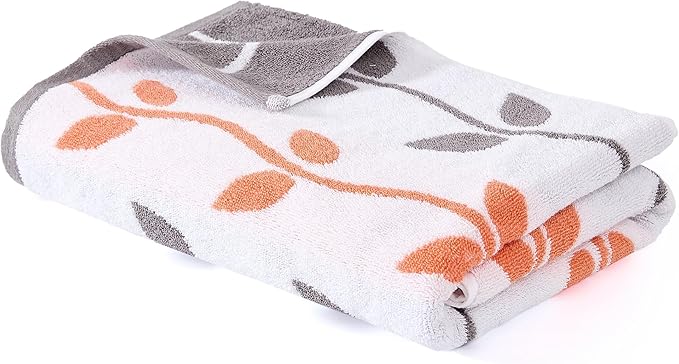 Modern Threads Organic Vines 6-Piece 100% Cotton Towel Set – Yarn Dyed Jacquard & Solid – Includes 2 Bath Towels, 2 Hand Towels, 2 Washcloths – Absorbent, Quick Dry, Soft & Durable – Orange