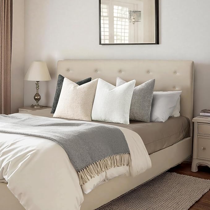 MIULEE Pack of 4 Couch Throw Pillow Covers 18x18 Inch Gray Soft Decorative Chenille Pillow Covers Farmhouse Accent Cushion Covers for Boho Home Decor Sofa Bedroom Living Room