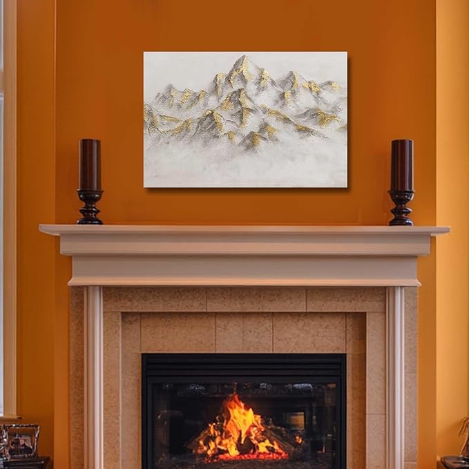 Nature Poster Prints Gold Art for Walls Mountain Picture Canvas 12"x16" Neutral Hanging Wall Art for Bedroom Office Kitchen