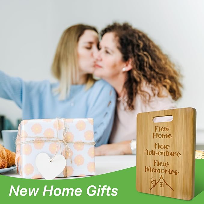 Personalized Cutting Board, Engraved Bamboo Cutting Board for Housewarming 12.2"L x 8.7"W x 0.4"Th, House Warming Gifts New Home, New House Gift Ideas,New Home New Adventure New Memories