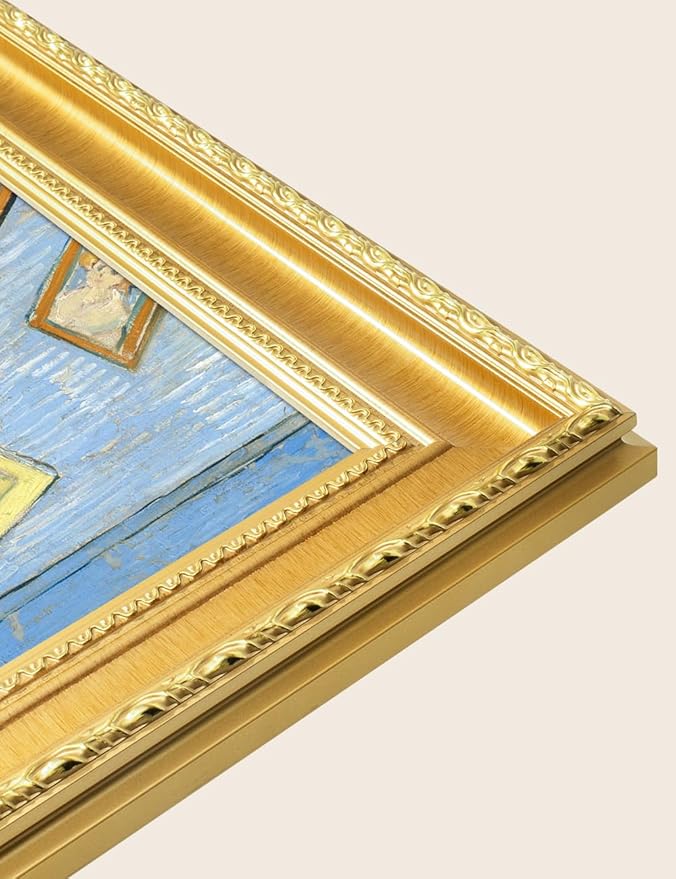 DECORARTS - Vincent van Gogh's Bedroom in Arles (Third Version). Museum-Quality Giclee Print on Cotton Canvas, Gold Solid Wood Frame, Framed Size: 34.75x28.75 in, Made in USA