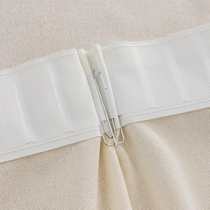 Cream 108 Inch Curtains Faux Linen Extra Long, Thick Semi Sheer Light Filtering Drapes for Living Room Bedroom Window, 2 Panels Set DIY Pinch Pleat Sliding Glass Door Curtain Boho Beige