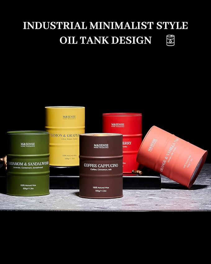 M&SENSE Coffee Cappucina Scented Candles, Soy Natural Wax Candle 11.3oz 70 Hours Long Lasting Burning, Strong Coffee Aroma Candle Unique Housewarming Appreciation Gifts