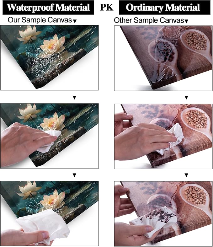 ZESTFLICKR Wall art of lotus pond, canvas decoration, used for religious yoga rooms and cicada-themed spaces, home and living room decoration, gifts, hand-painted works, masterpieces. (20x40inch)