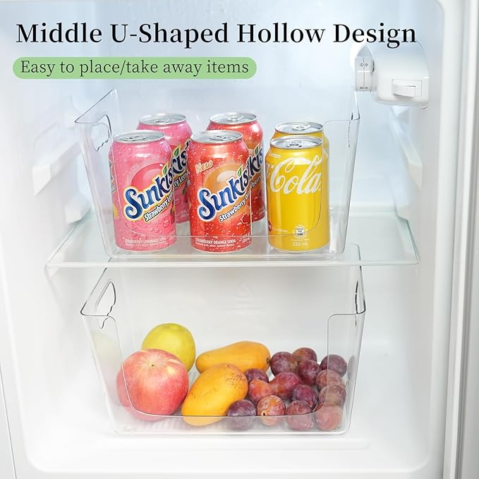 6 Pack Clear Plastic Storage Bins Snack Organizers with Lids Handle for Home Organization Kitchen Cabinet Fridge Laundry Room Office Closet Garage Freezer