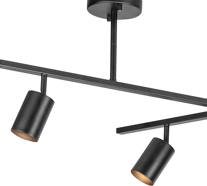 GLOBE Electric 59829 64" 6-Light Track Lighting, Matte Black Finish, Center Swivel Bar, Adjustable Heads, GU10 Base, Dimmable, Modern Industrial Lighting