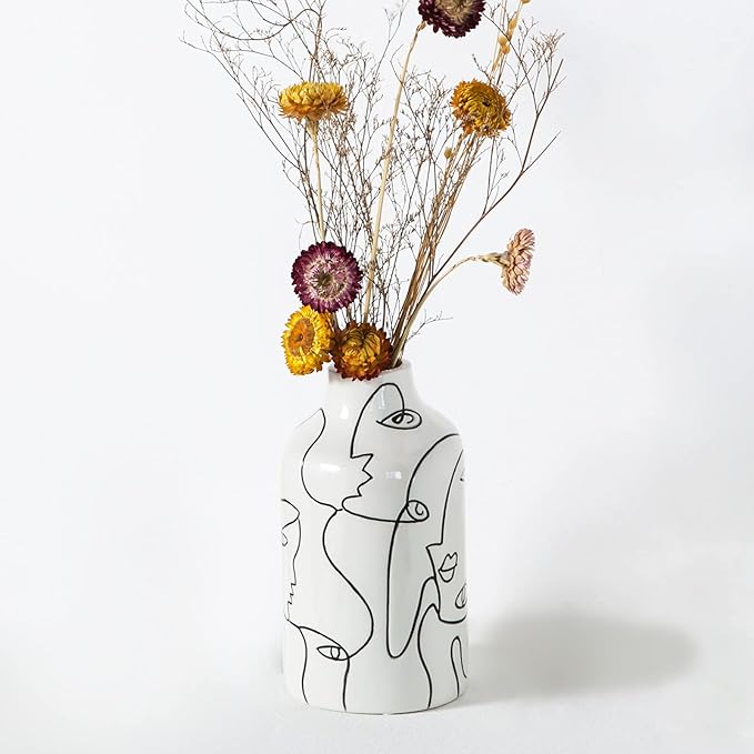 Kimdio Ceramic Vase for Home Decor, Abstract Irregular Design Flower Vase, Living Room Decor Minimalist Decorative Vases for Pampas Grass