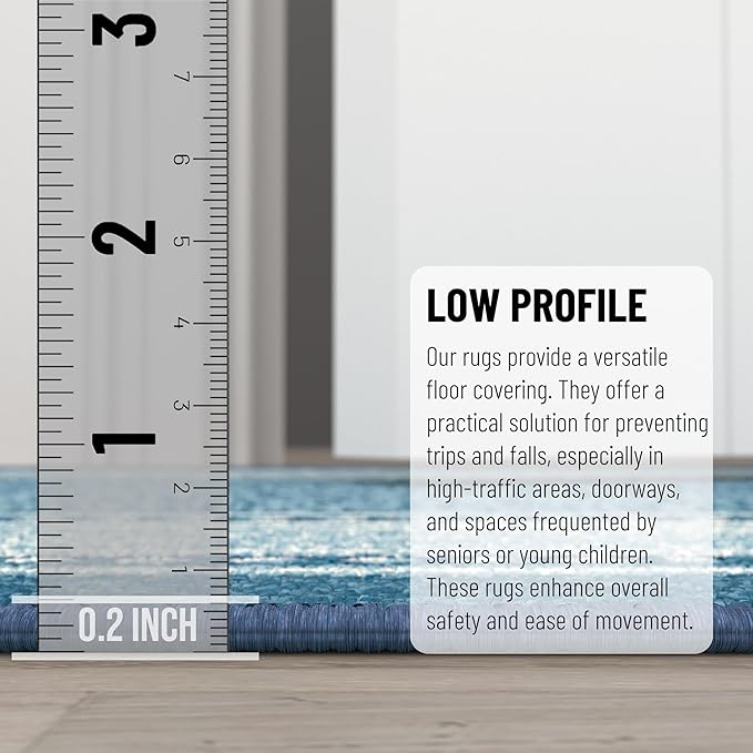 Ottomanson 3'3" x 5' Rugs for Living Room Border Area Rug for Bedroom - Non Slip Durable Large Floor Carpet for High Traffic Areas - Indoor Rug for Dining Room Kitchen Kids Playroom, Turquoise