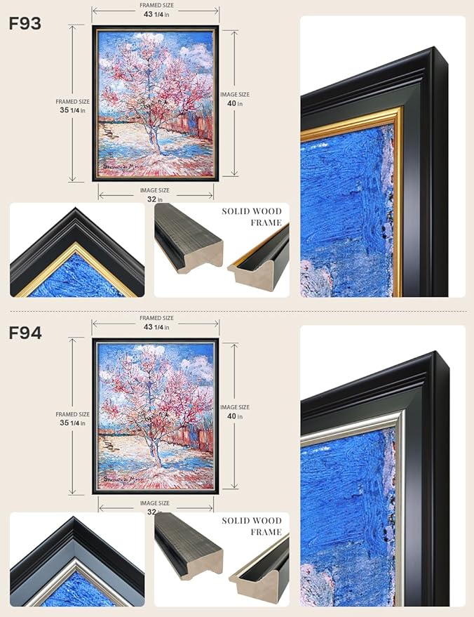 DECORARTS - Reminiscence of Mauve by Vincent Van Gogh, Large Giclee Canvas Print with Solid Wood Frame, Oversized Wall Art Decor