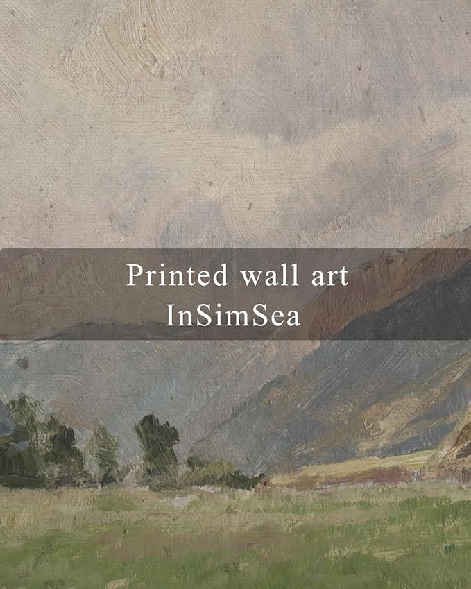 InSimSea Square Framed Canvas Wall Art, Vast Prairie Mountain Wall Decor, Natural Scenery Canvas Paintings, Living Room, Bedroom Office Bathroom Home Decor 12x12