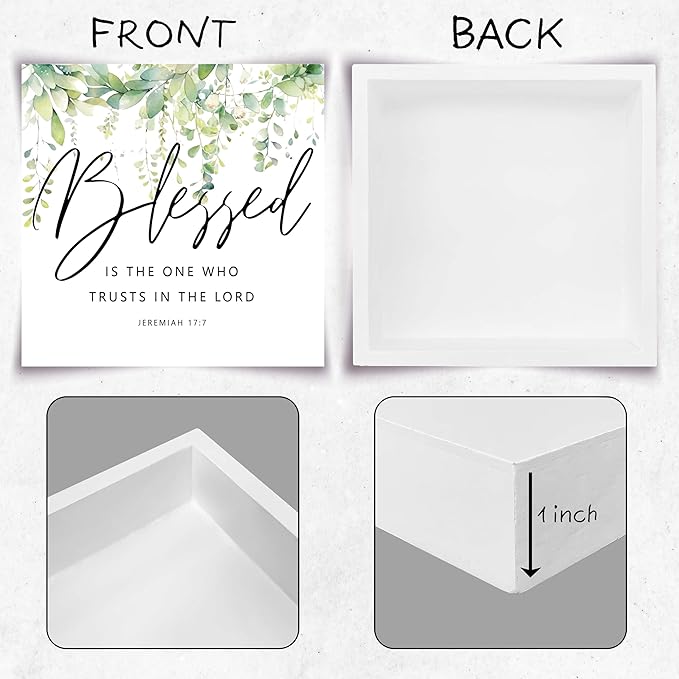 Christian Gifts, ‘Blessed Is The One Who Trusts In The Lord’ Wooden Box Sign Decor, Thanksgiving, Christmas Gifts, Christian Decorations, Christian Home Décor Gifts for Family, Friends, etc.(060)