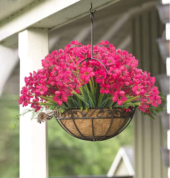 20 Bundles Artificial Flowers, Outdoor Indoor UV Resistant Fake Flowers No Fade Faux Plastic Plants Garden Porch Window Box Decoration