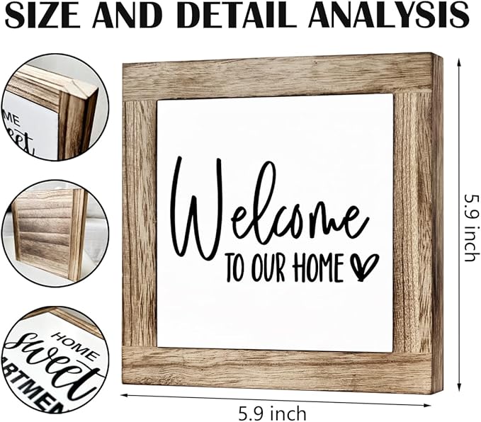 Welcome Sign, Wooden Box Signs for Home Decor, Freestanding Welcome Decor Sign, Farmhouse Decor for Entryway, Front Door Decortion, Housewarming Tabletop Decortion