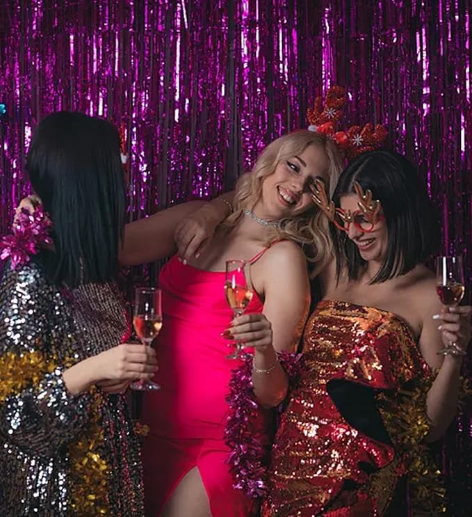 20 Pack Foil Curtain Backdrop Metallic Tinsel Foil Fringe Curtains Photo Booth Props for Birthday Wedding Engagement Baby Shower Bachelorette Christmas Holiday Celebration Party Decorations