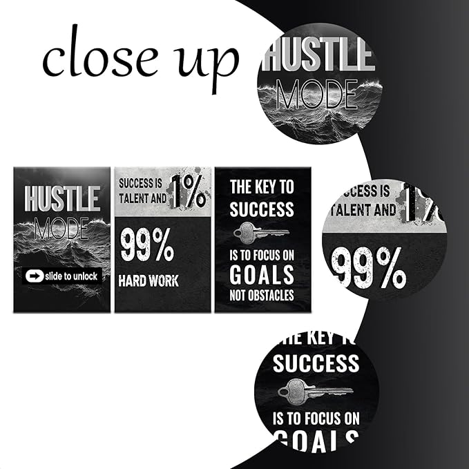 3 Pieces Motivational Canvas Poster Wall Art Office Decor Inspirational Sign Picture Print Inspiring Theme Painting Artwork for Modern Home Living Room Classroom Workplace Ready to Hang [72''Wx 36''H]