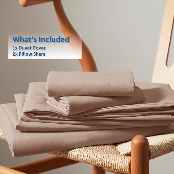 Nestl Khaki Duvet Cover Full Size - Soft Double Brushed Full Size Duvet Cover Set, 3 Piece, with Button Closure, 1 Duvet Cover 80x90 inches and 2 Pillow Shams