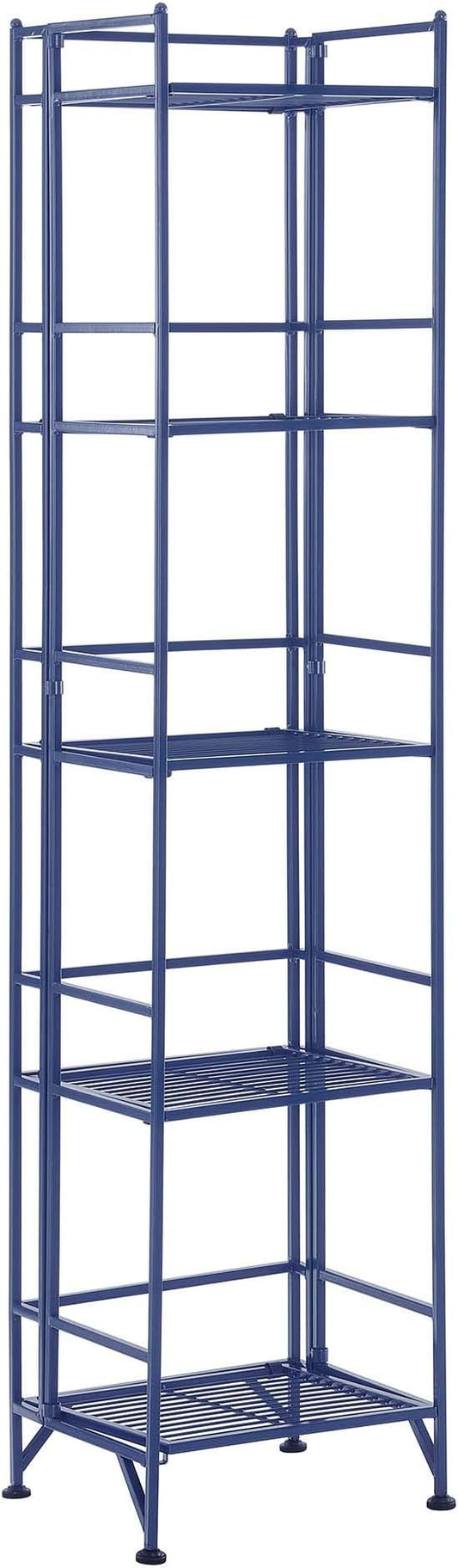 Convenience Concepts Xtra Storage Shelves - 5-Tier Folding Metal Storage Shelves, Closet Organizer for Office, Laundry Room, Bedroom, Garage, Kitchen, Bathroom, Cobalt Blue
