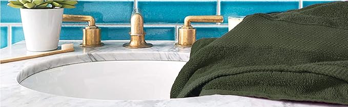 GLAMBURG Premium Cotton 4 Pack Bath Towel Set - 100% Pure Cotton - 4 Bath Towels 27x54 - Ideal for Everyday use - Ultra Soft & Highly Absorbent - Olive Green
