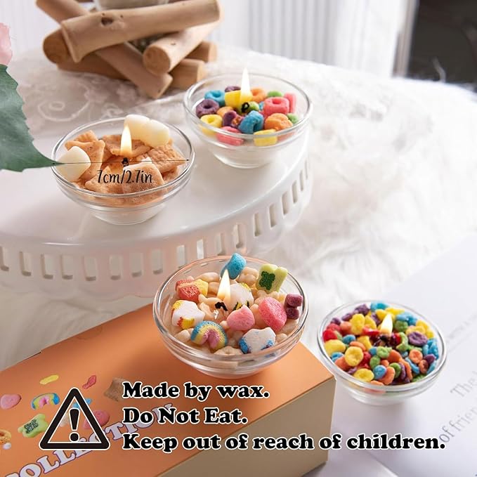 Mini Mix Funny Cereal Bowl Scented Soy Aromatherapy Candles for Birthday Party Wedding Favor (4pcs/Pack)